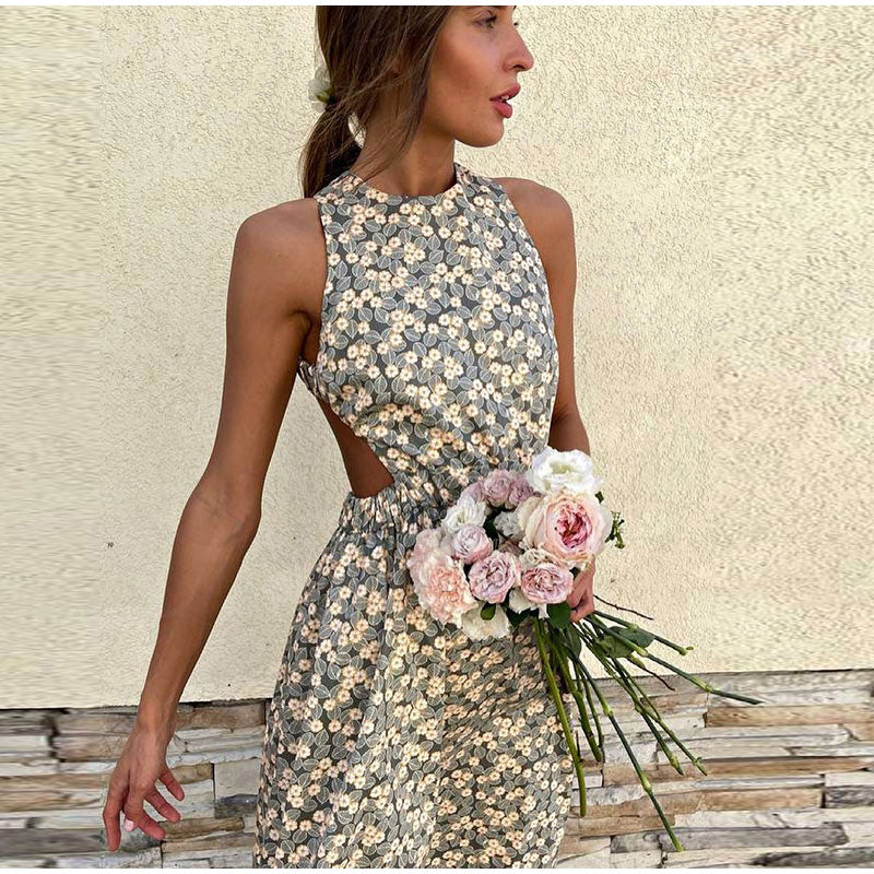 Boho Long Sleeve Floral Hollow Out Dress